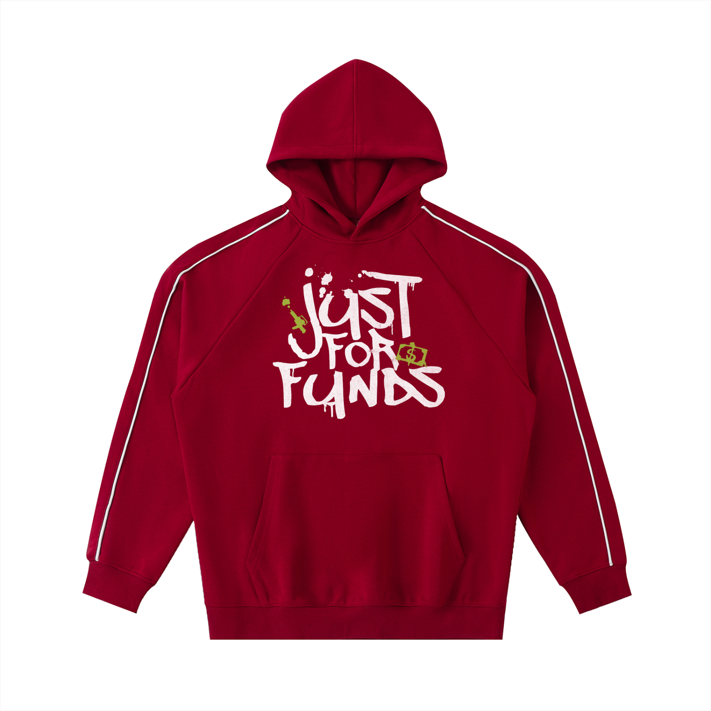 Just for Funds Claret/White Contrast Piping Raglan Hoodie