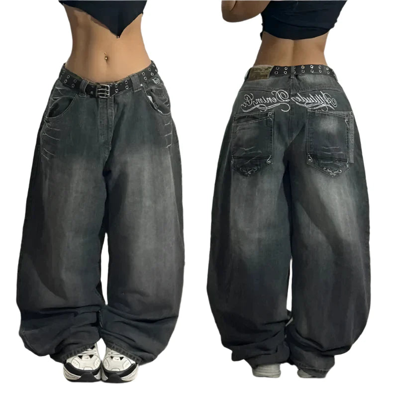 Tokyo Threadcode Women's Jeans - Loose Fit Stripe Pattern Denim