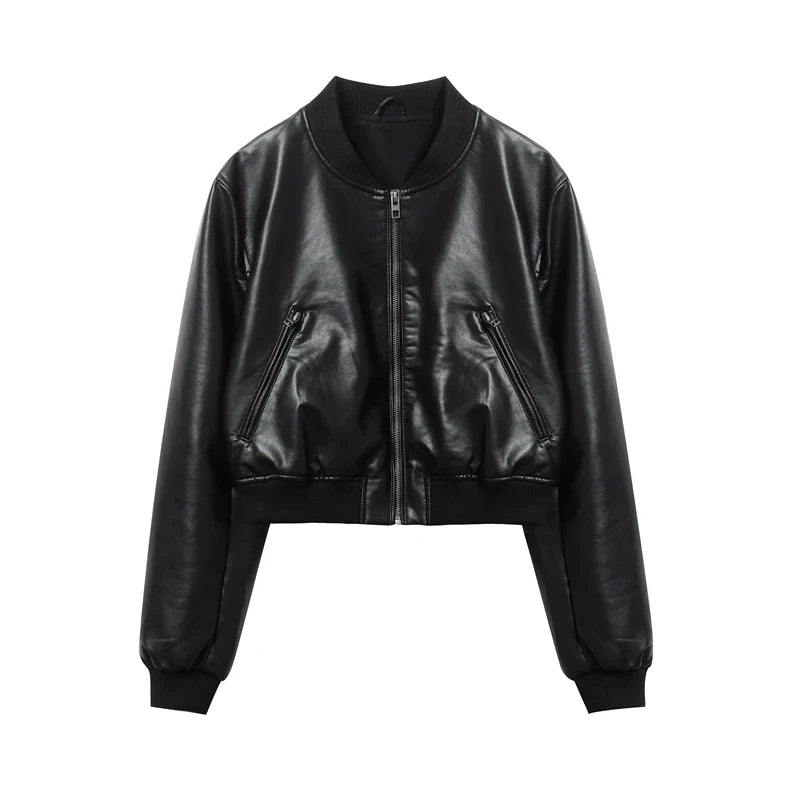 Vintage Bomber Jacket - Premium Faux Leather with Decorative Sashes